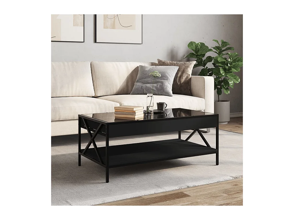 Mesa de centro-Mesa auxiliar madera de ingeniería roble ahumado 90x60x35 cm SHL3576