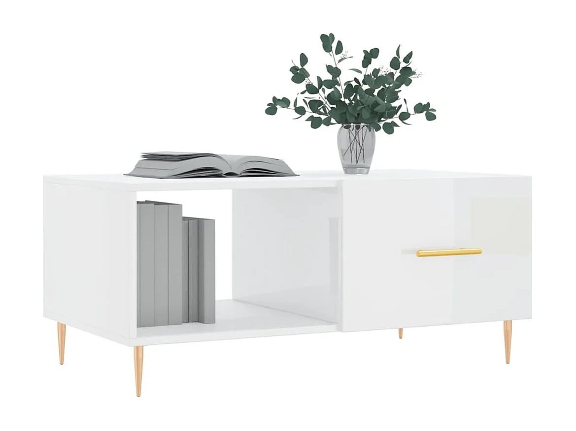 Couchtisch-Wohnzimmertisch-Beistelltische Hochglanz-Weiß 90x50x40 cm Holzwerkstoff SHL12907
