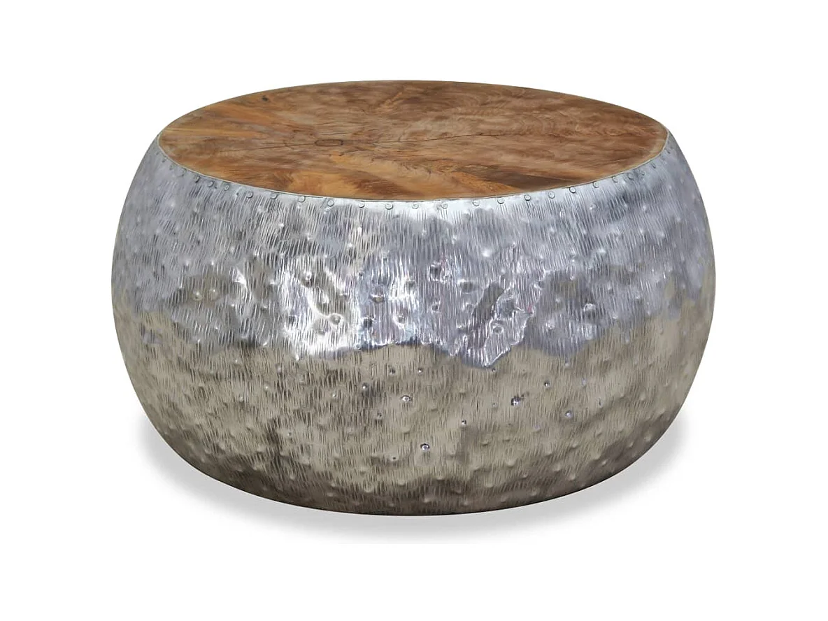 Table basse salon-Table d'appoint Aluminium Teck 60x60x30 cm SHL12483