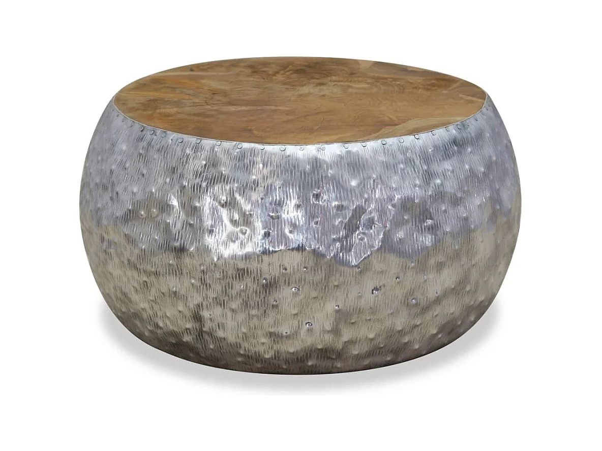 Table basse salon-Table d'appoint Aluminium Teck 60x60x30 cm SHL12483