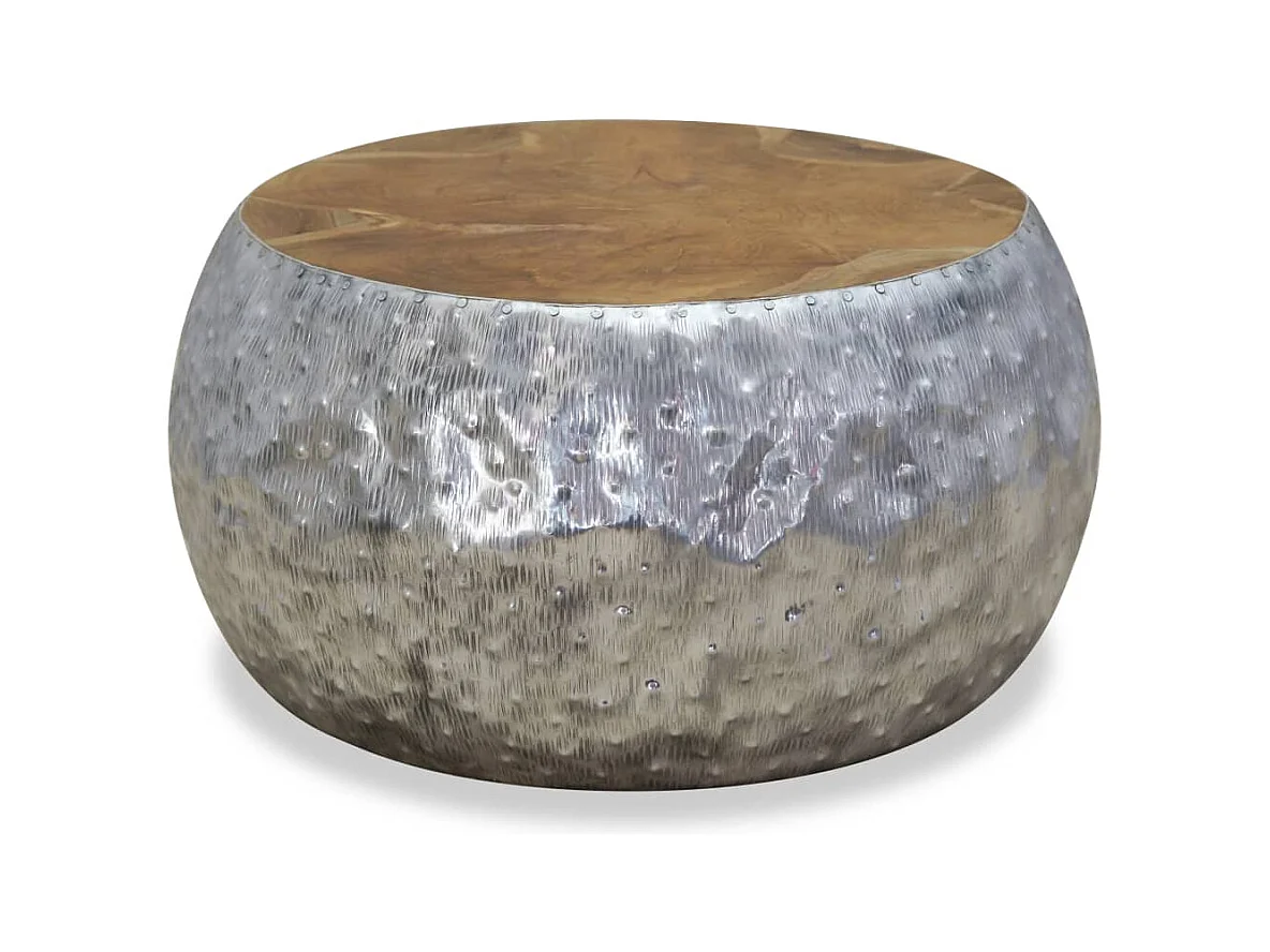 Table basse salon-Table d'appoint Aluminium Teck 60x60x30 cm SHL12483