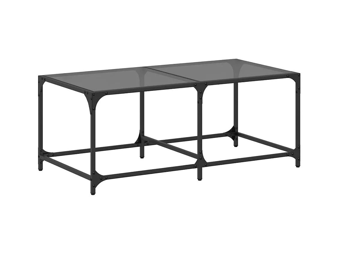Table basse salon-Table d'appoint-dessus en verre noir 98,5x50x40 cm acier SHL68437
