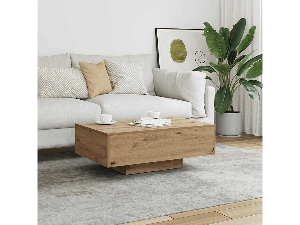 Mesa de centro | Mesa de apoio | Mesa de café 85x55x31 cm deriv. madeira carvalho artisiano