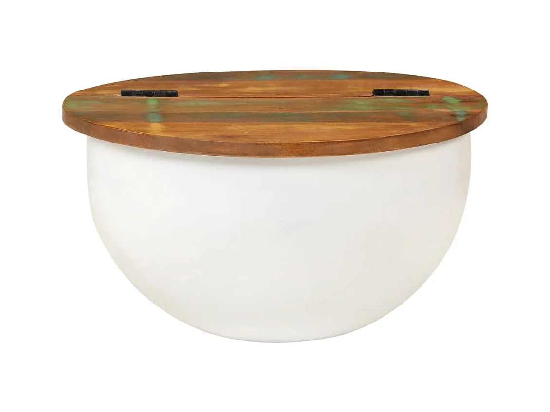 Table basse salon-Table d'appoint blanc 50x27 cm bois de récupération massif SHL32081