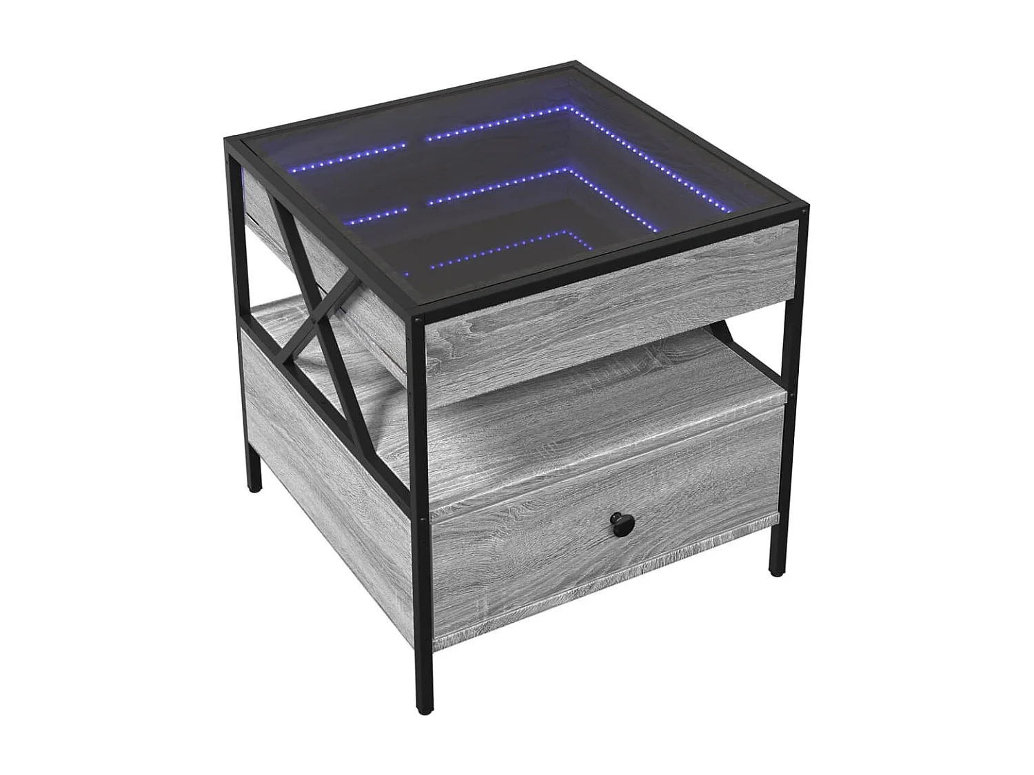 Couchtisch mit Infinity-LED | Beistelltische | Sofatisch Grau Sonoma 50x50x51 cm SHL72038
