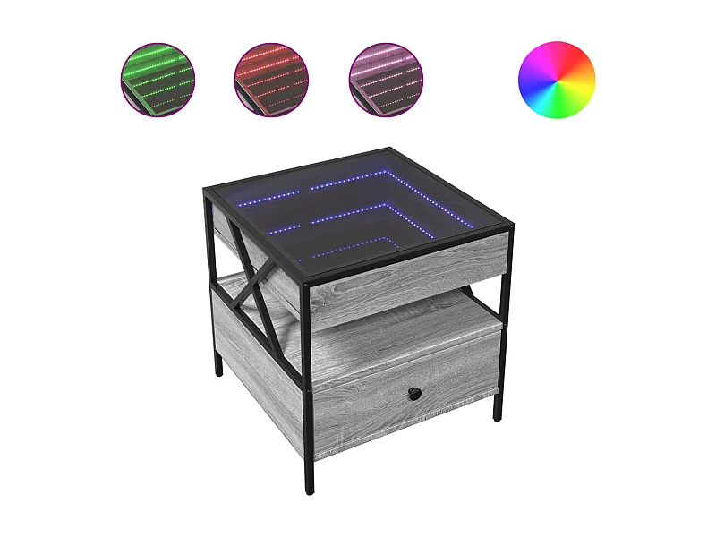 Table basse salon-Table d'appoint avec LED Infinity sonoma gris 50x50x51 cm SHL25426