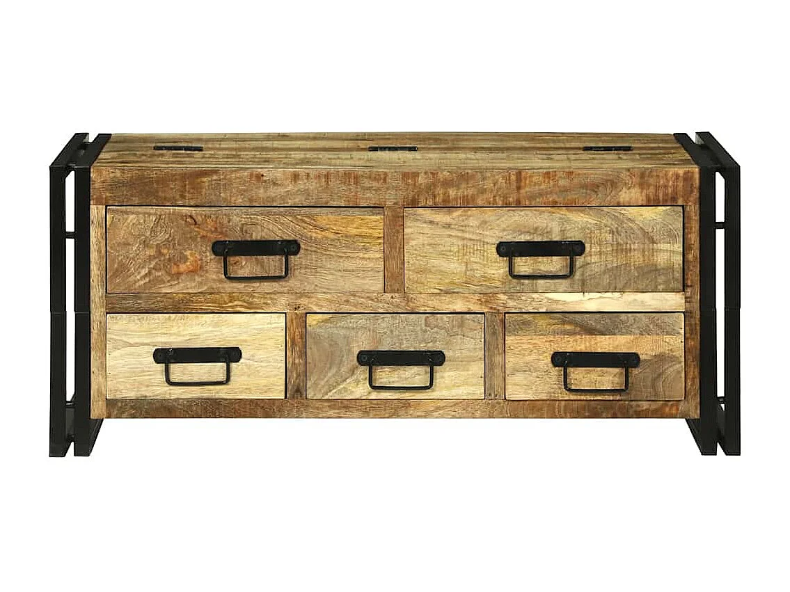 Couchtisch-Wohnzimmertisch-Beistelltische Braun 90x50x38 cm Raues Mango-Massivholz SHL77752