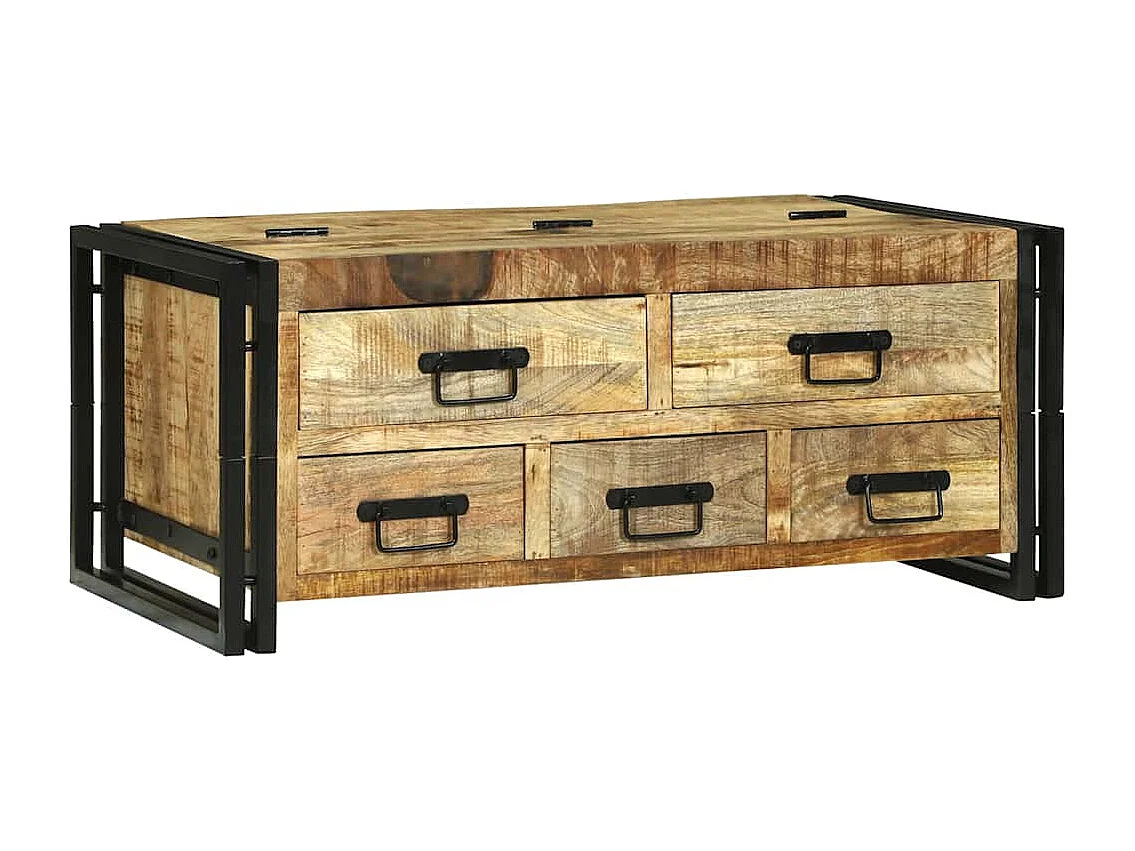 Couchtisch-Wohnzimmertisch-Beistelltische Braun 90x50x38 cm Raues Mango-Massivholz SHL77752