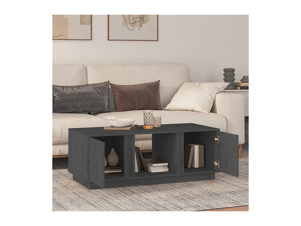 Mesa de centro | Mesa de apoio 110x50x40 cm madeira de pinho maciça cinzento