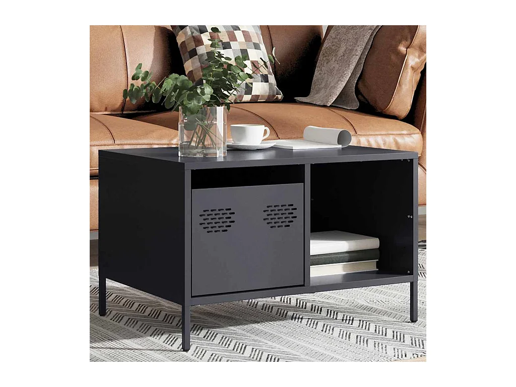 Mesa de centro | Mesa de apoio | Mesa de café 68.5x50x43.5 cm aço laminado a frio antracite