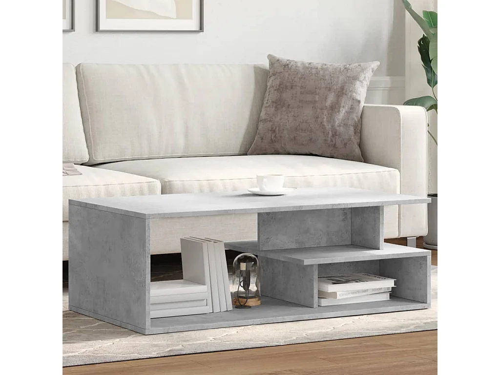 Table basse salon-Table d'appoint gris béton 102x55x35 cm bois d'ingénierie SHL54055