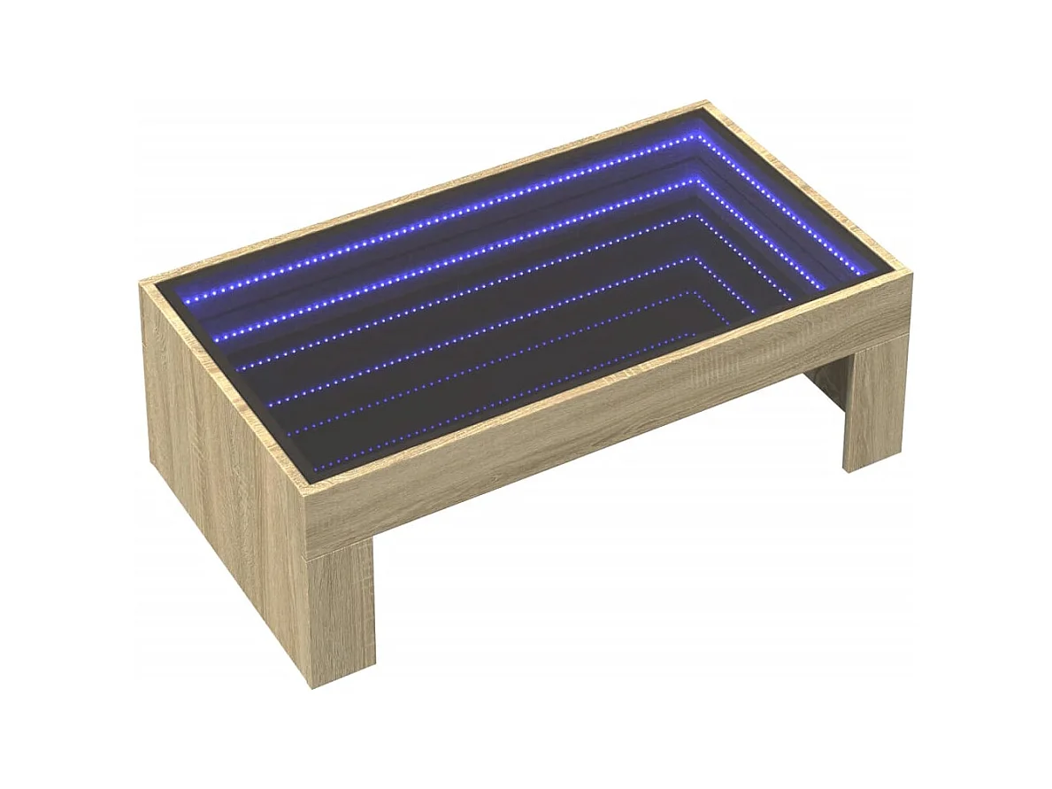 Table basse salon-Table d'appoint avec LED infini chêne sonoma 90x50x30 cm SHL50595