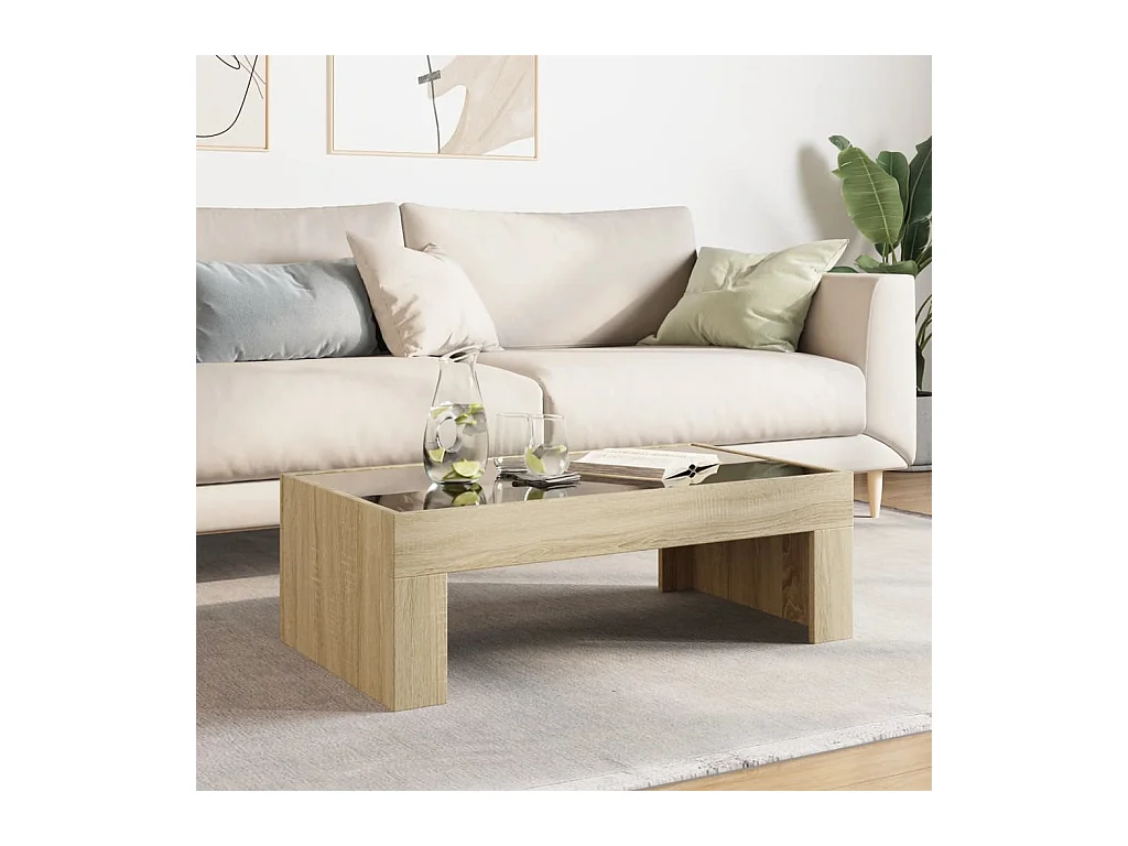 Table basse salon-Table d'appoint avec LED infini chêne sonoma 90x50x30 cm SHL50595