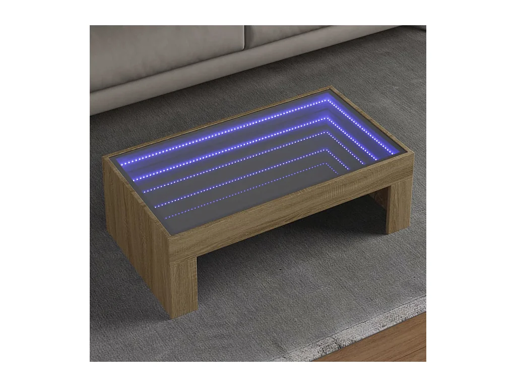Table basse salon-Table d'appoint avec LED infini chêne sonoma 90x50x30 cm SHL50595