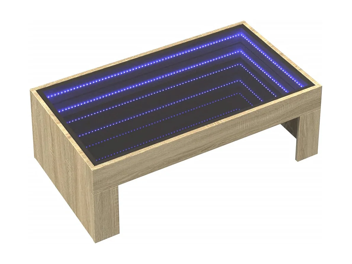 Couchtisch mit Infinity-LED | Beistelltische | Sofatisch Sonoma-Eiche 90x50x30 cm SHL53386