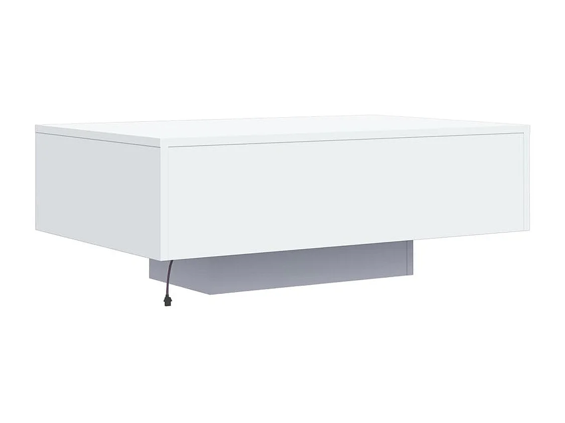 Couchtisch-Wohnzimmertisch-Beistelltische mit LED-Leuchten Weiß 85x55x31 cm SHL66271