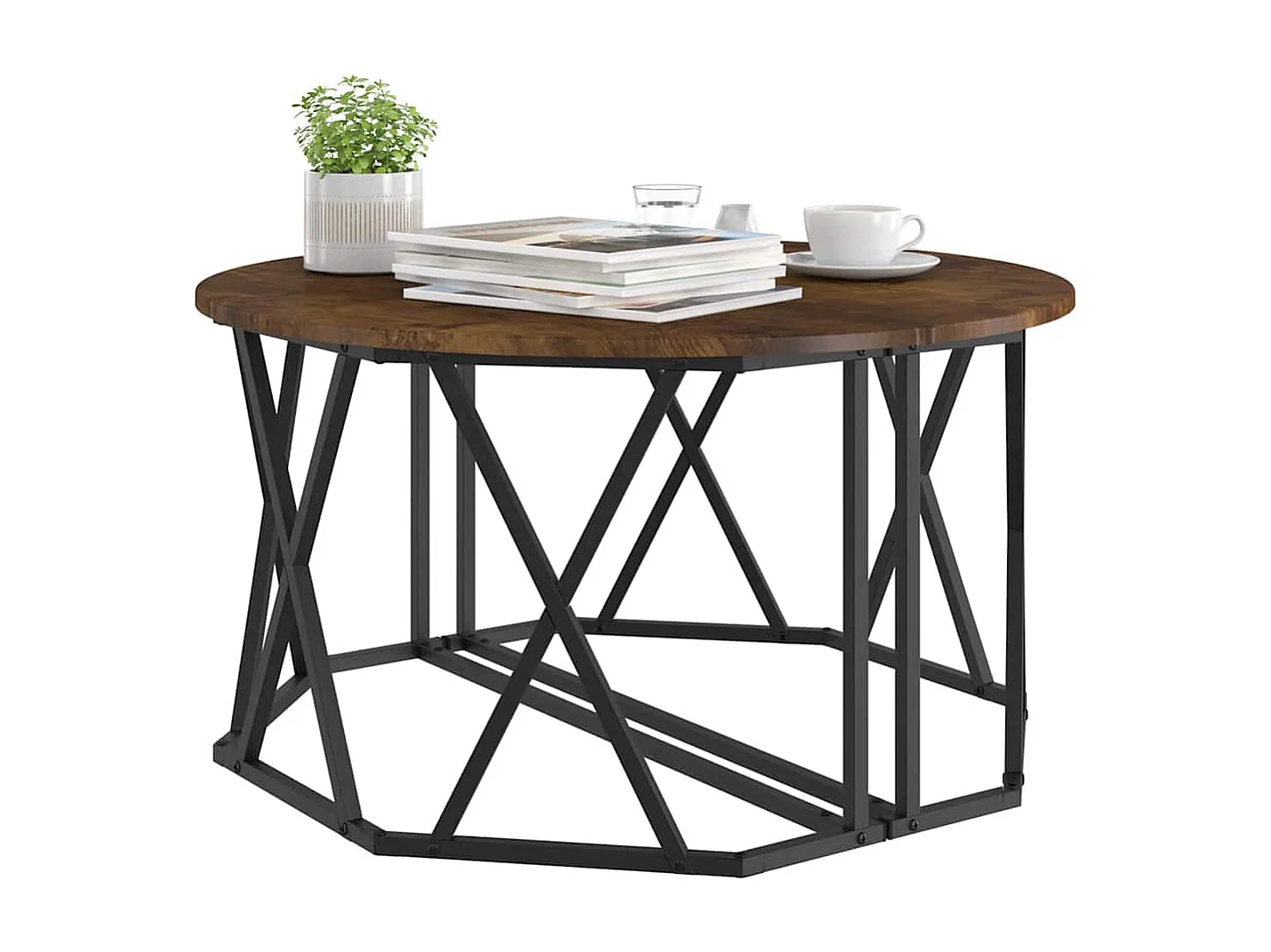 Salontafel | Woonkamertafel | Bijzettafel Gerookt eiken 80 x 80 x 42 cm