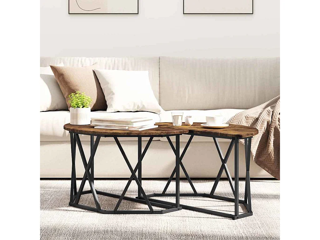 Salontafel | Woonkamertafel | Bijzettafel Gerookt eiken 80 x 80 x 42 cm