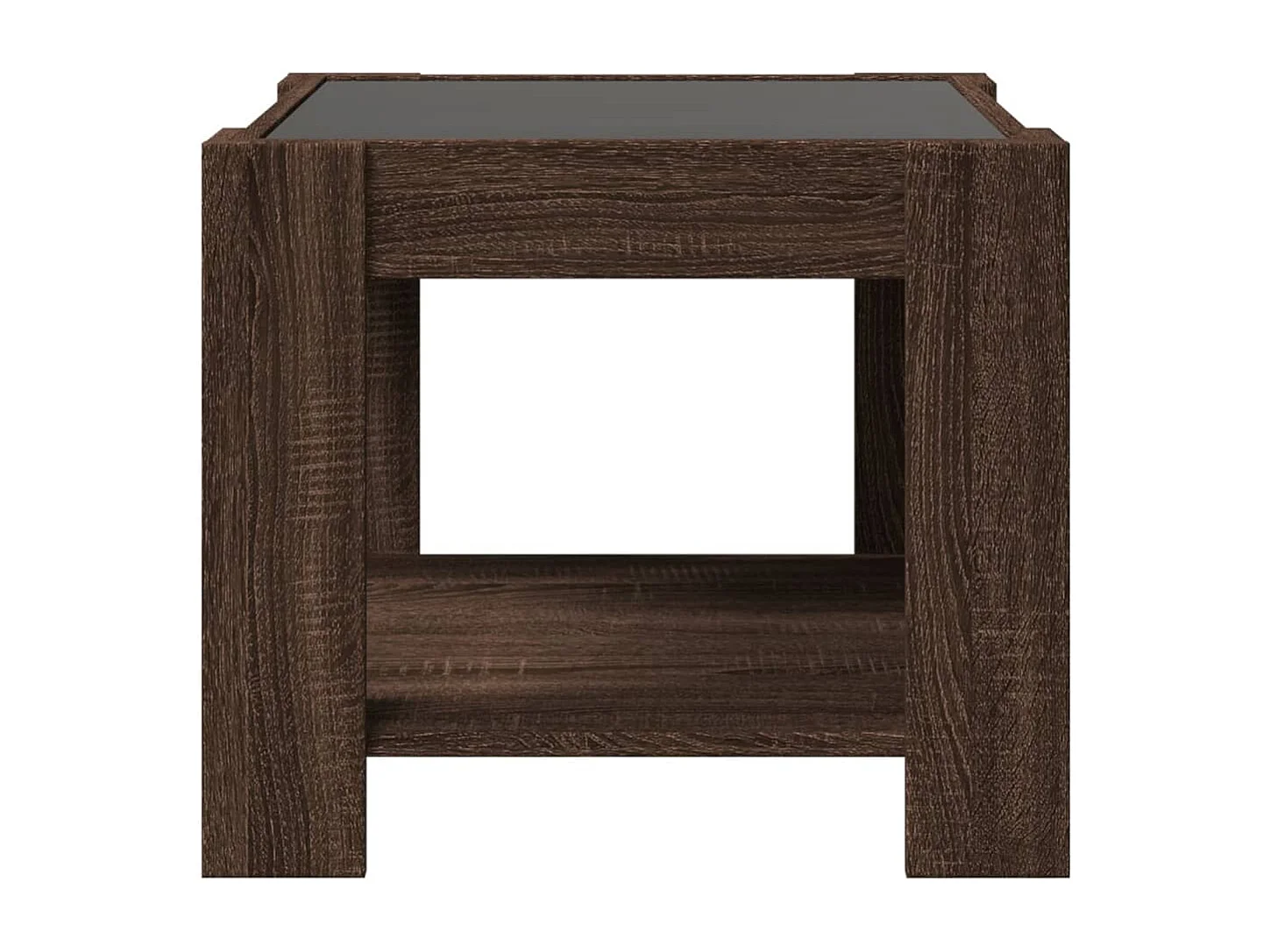 Salontafel | Bijzettafel met LED 53x53x45 cm bewerkt hout bruin eikenkleurig