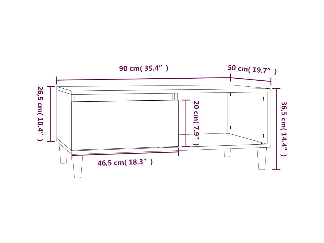 Mesa de centro | Mesa auxiliar madera contrachapada roble Sonoma 100x50x45 cm SHL541643