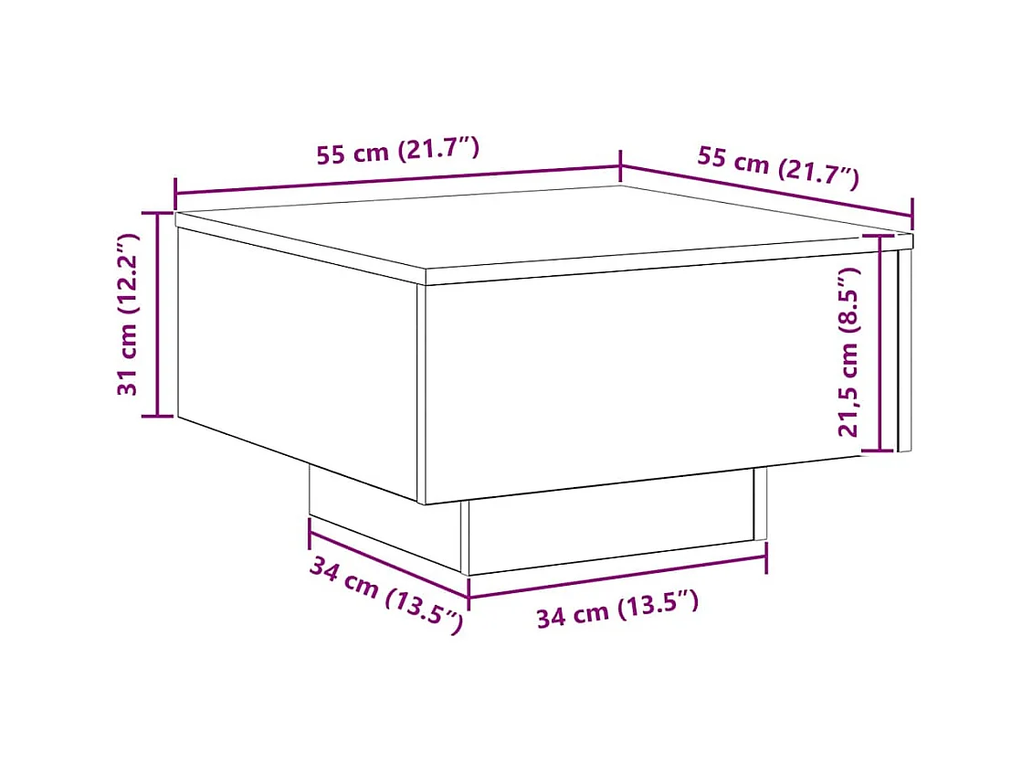 Mesa de centro-Mesa auxiliar-Mesita de centro madera contrachapada roble Sonoma 100x100x35 cm SHL120368