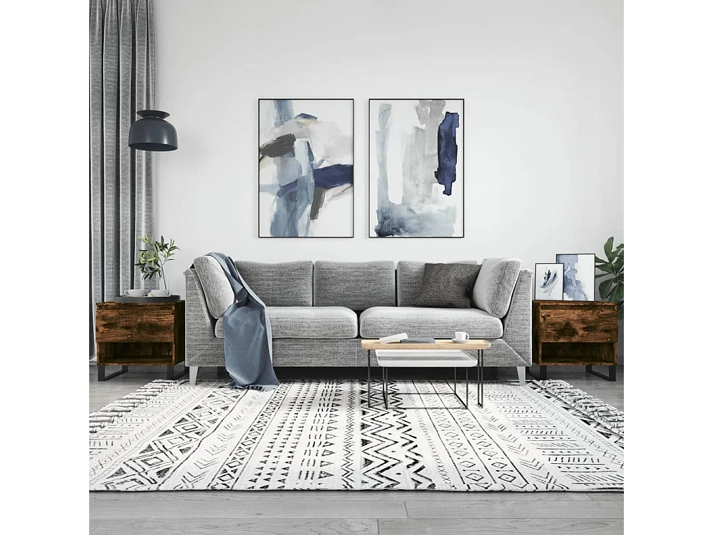 Couchtisch 2er Set-Sofatisch-Beistelltische Räuchereiche 50x46x50 cm Holzwerkstoff SHL14471