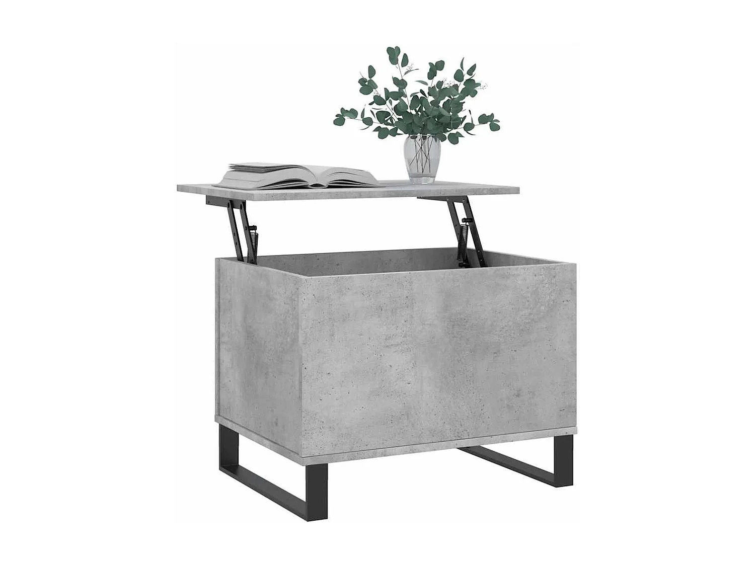 Mesa de centro | Mesa auxiliar puertas de vidrio gris hormigón 68,5x50x50 cm SHL3461