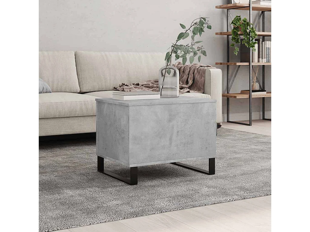 Mesa de centro | Mesa auxiliar puertas de vidrio gris hormigón 68,5x50x50 cm SHL3461