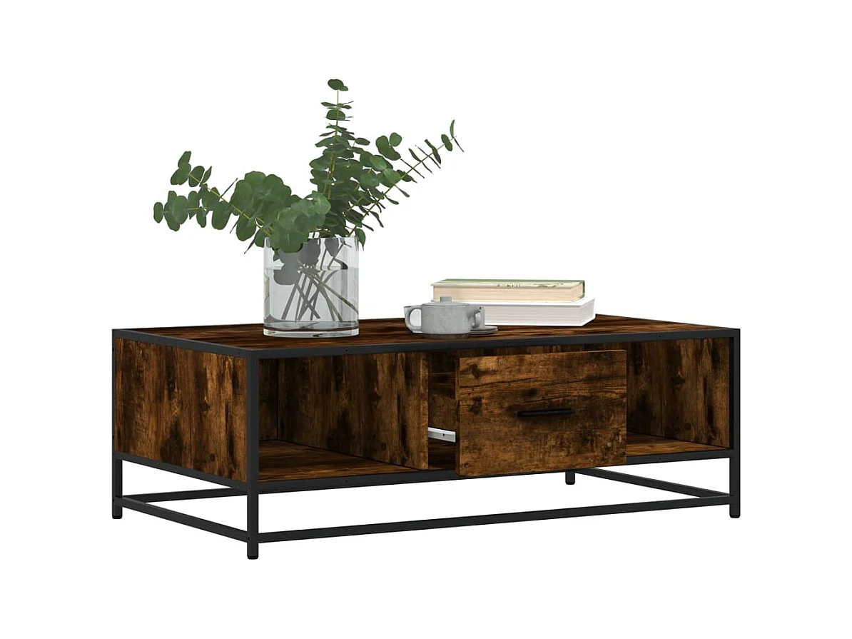 Mesa de centro-Mesa auxiliar madera maciza de pino gris 80x50x40 cm SHL3808