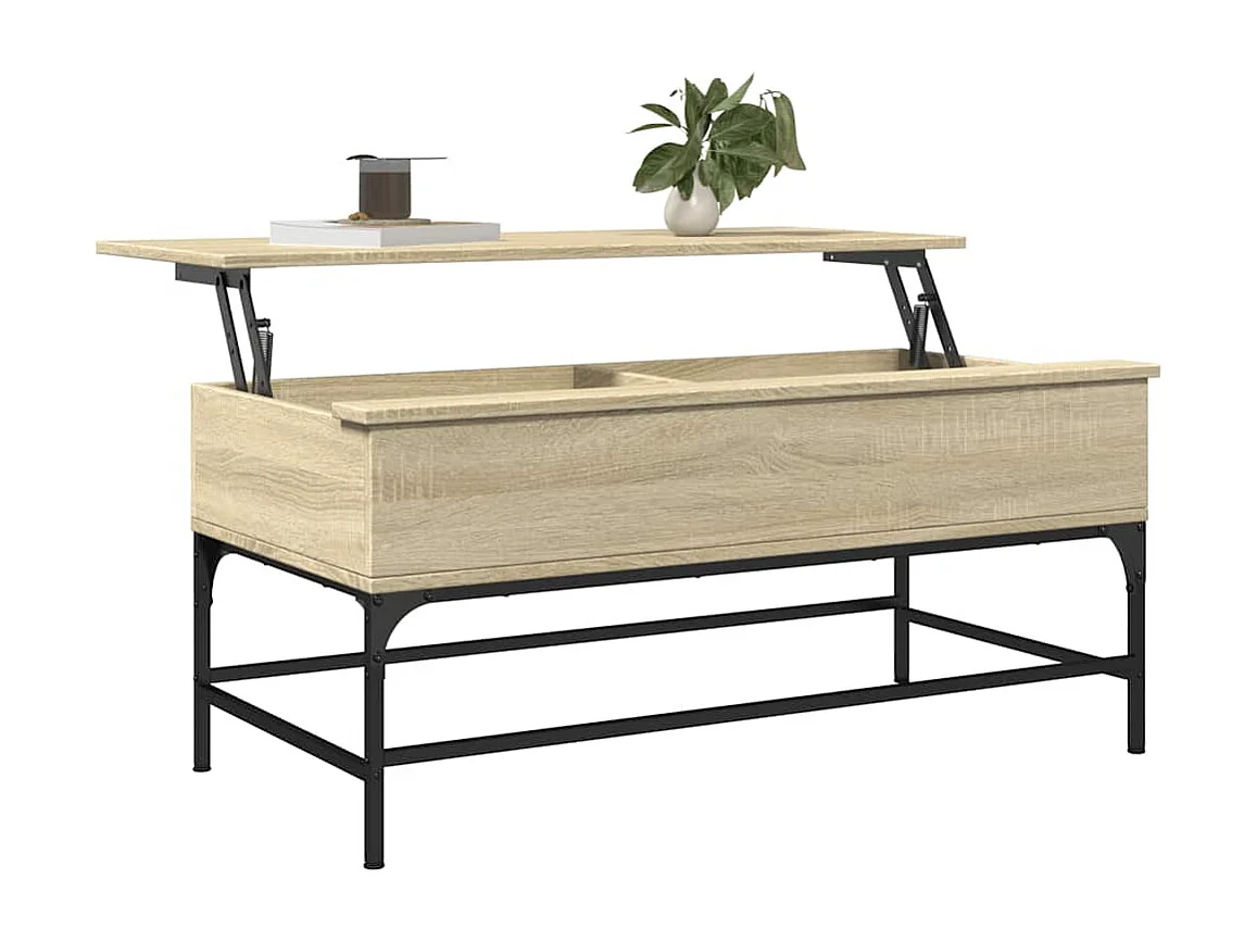 Table basse salon-Table d'appoint chêne sonoma 100x50x45cm bois d'ingénierie et métal SHL87407