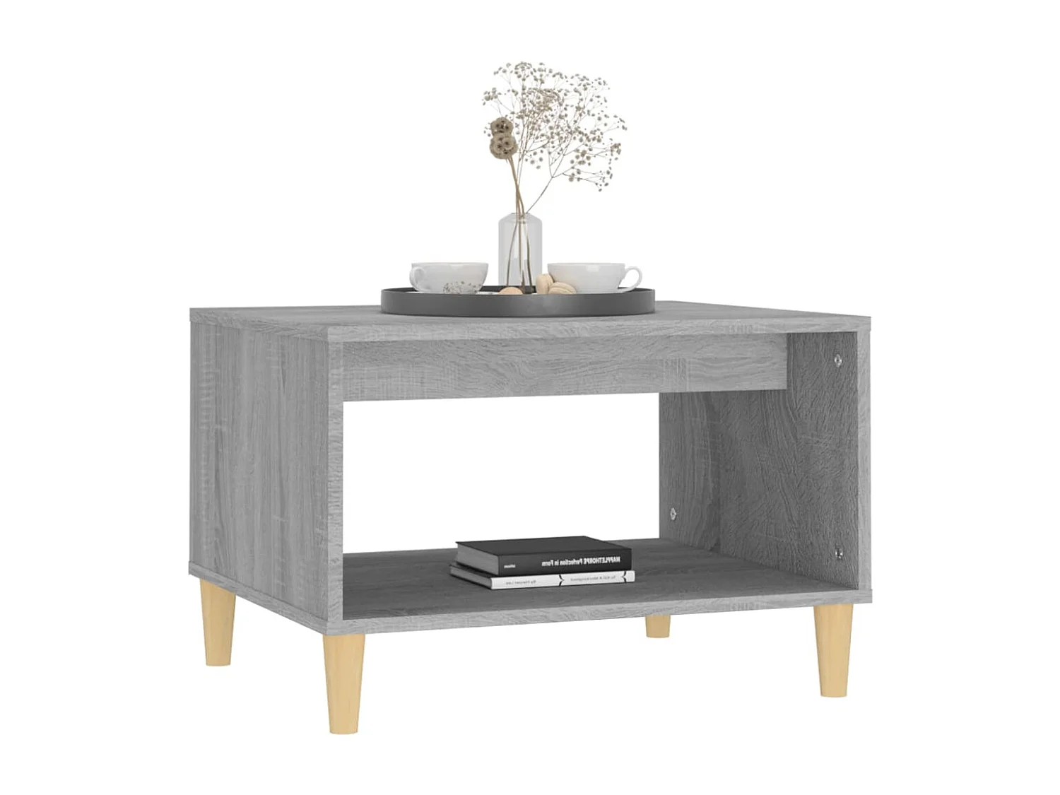 Mesa de centro | Mesa auxiliar madera contrachapada negro 55x55x36,5 cm SHL4212