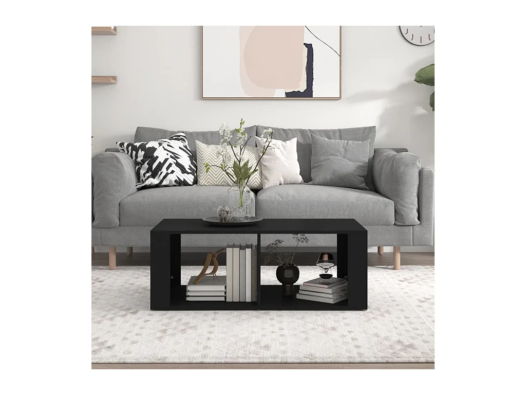 Mesa de centro | Mesa de apoio 100x50x36 cm derivados de madeira preto