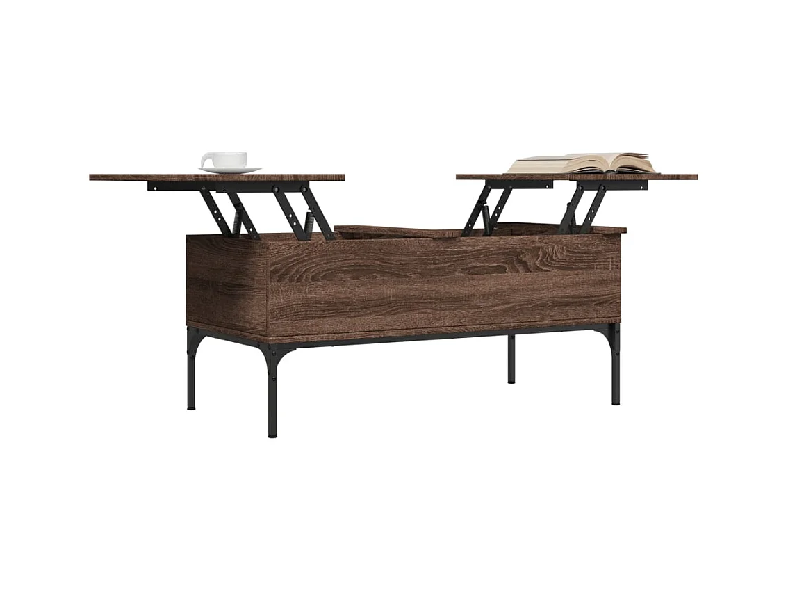 Table basse salon-Table d'appoint chêne marron 100x50x45cm bois d'ingénierie et métal SHL97370