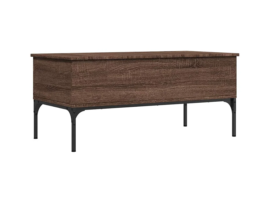 Table basse salon-Table d'appoint chêne marron 100x50x45cm bois d'ingénierie et métal SHL97370