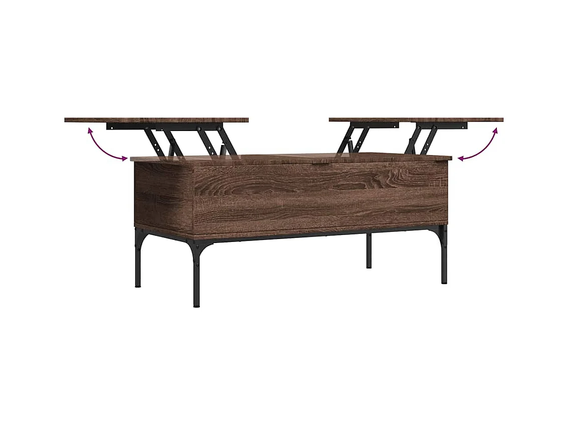 Table basse salon-Table d'appoint chêne marron 100x50x45cm bois d'ingénierie et métal SHL97370