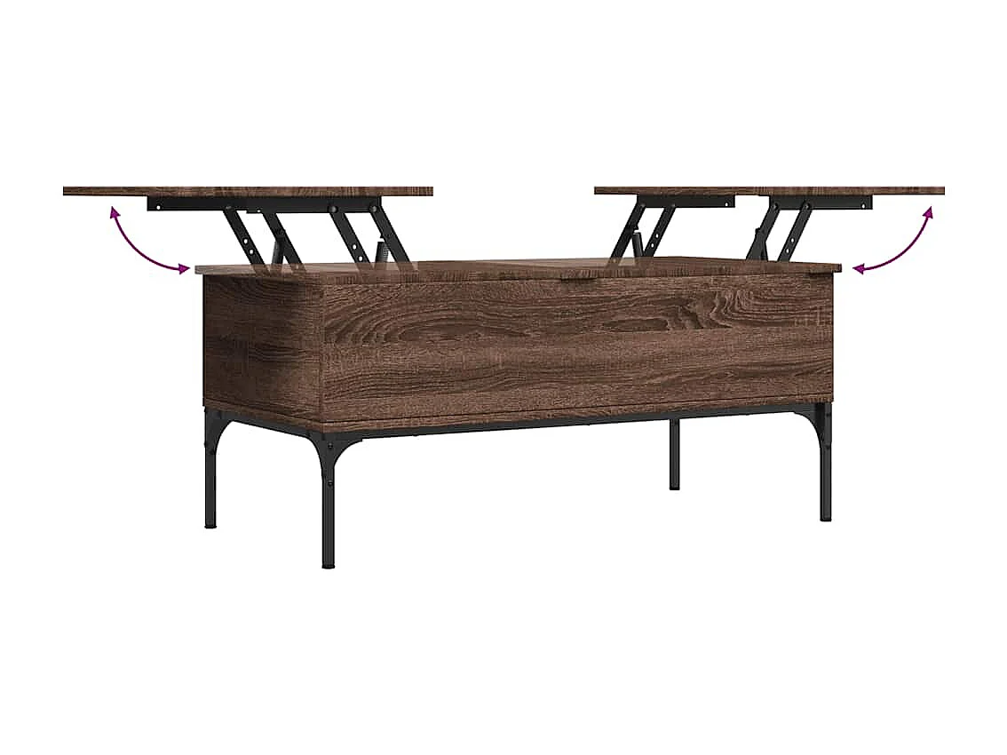 Couchtisch-Wohnzimmertisch-Beistelltische Braun Eichen-Optik 100x50x45 cm Holzwerkstoff Metall SHL34048