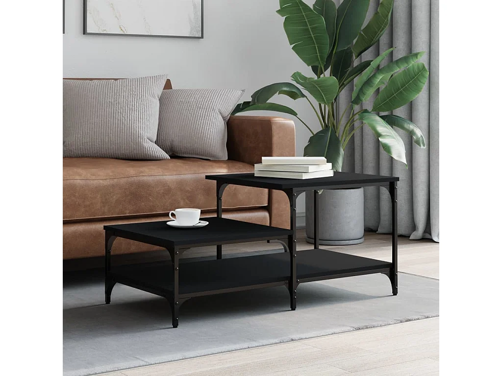 Table basse salon-Table d'appoint noir 100x50,5x45 cm bois d'ingénierie SHL53184