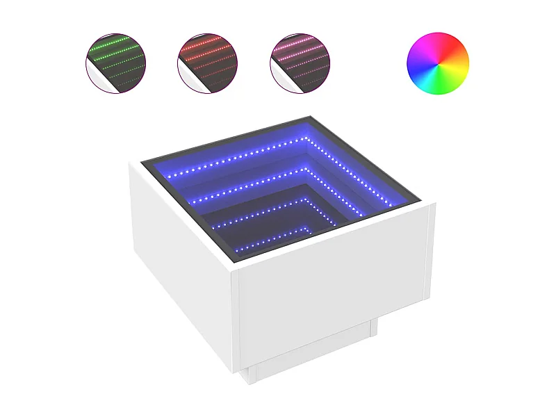 Couchtisch-Beistelltische-Sofatisch mit LED Weiß 40x40x30 cm Holzwerkstoff SHL27265