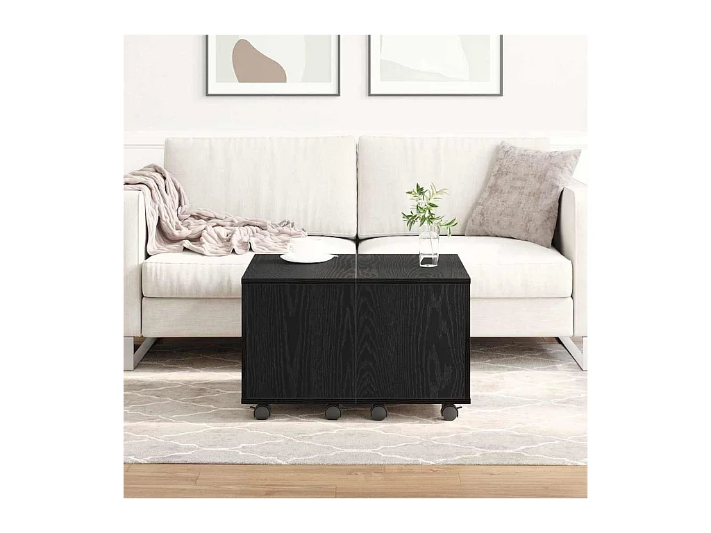 Mesa de centro-Mesa auxiliar-Mesita de centro madera contrachapada blanco y roble 90x60x35 cm SHL3360