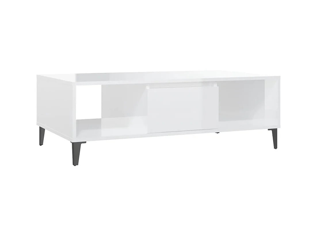 Table basse salon-Table d'appoint blanc brillant 103,5x60x35 cm bois d'ingénierie SHL91745