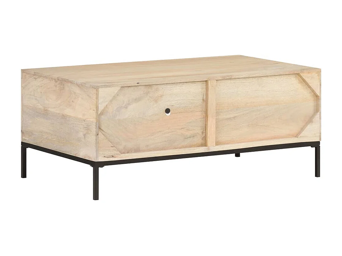 Couchtisch-Beistelltisch-Sofatisch 90x50x37 cm Mango Massivholz und Rohrgeflecht SHL66619