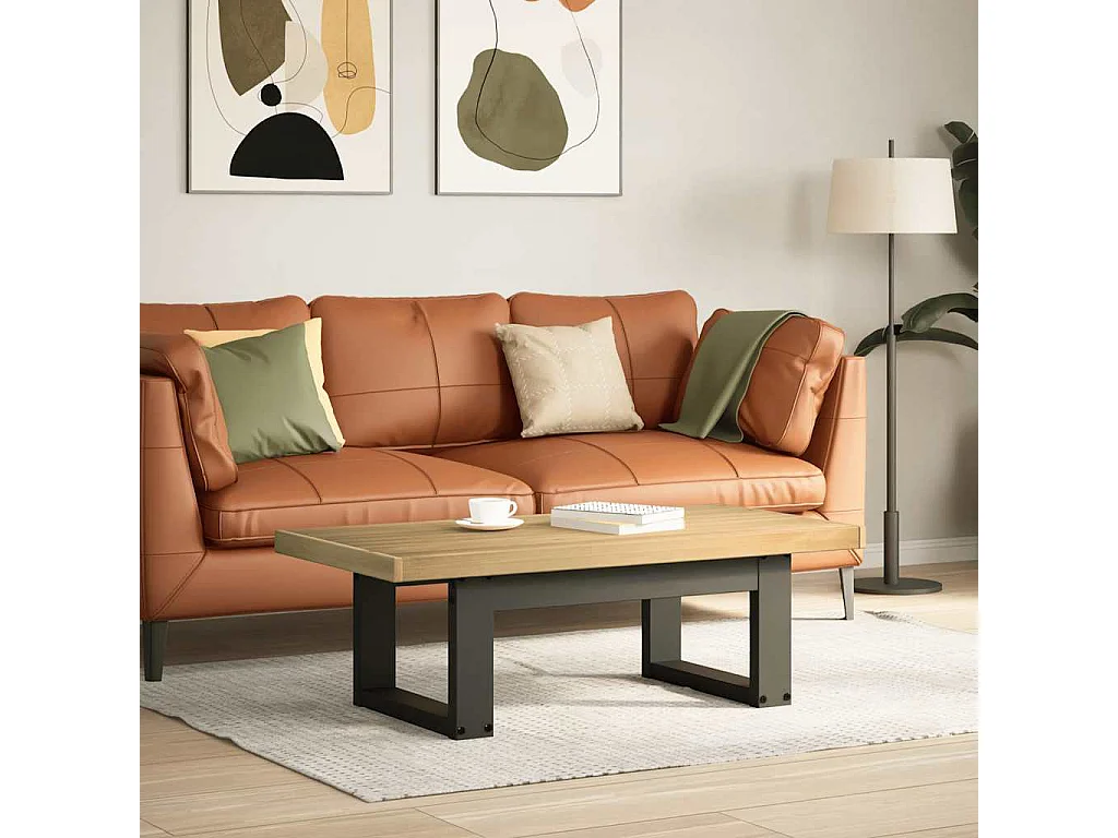 Couchtisch-Wohnzimmertisch-Beistelltische NOAIN U-förmige Beine 120x60x40 cm Massivholz Kiefer SHL96458