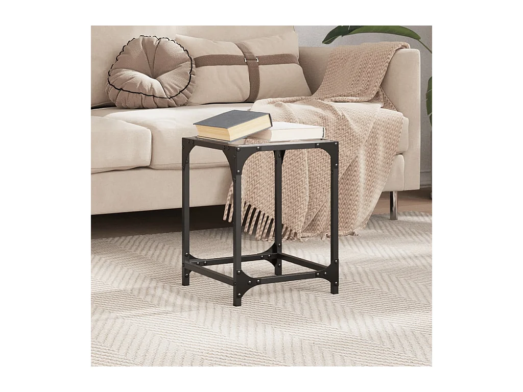 Table basse salon-Table d'appoint-dessus en verre transparent 30x30x40 cm acier SHL72964