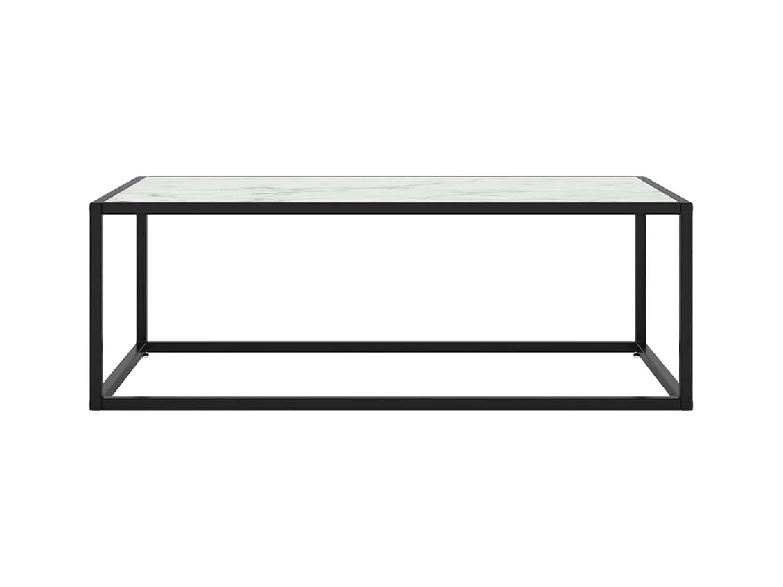 Table basse salon-Table d'appoint Noir avec verre marbre blanc 100x50x35 cm SHL73094