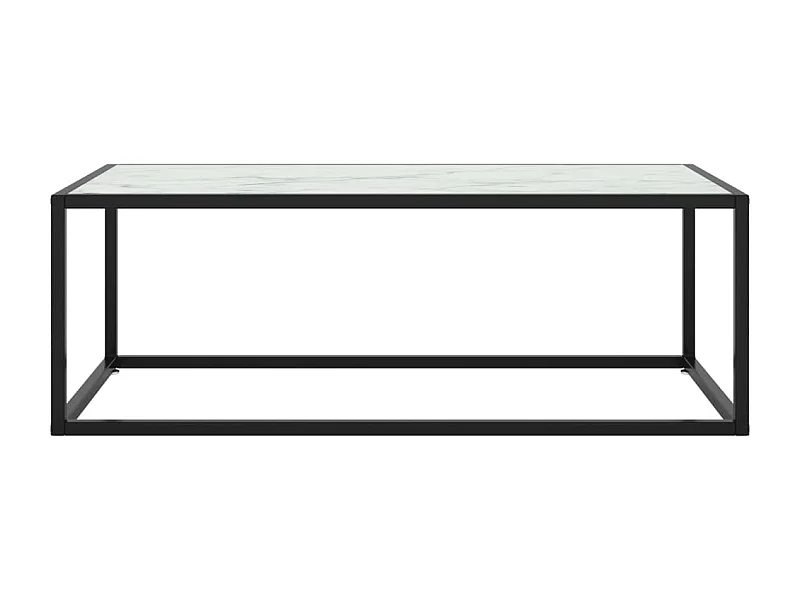 Salontafel | Bijzettafel met wit marmerglas 100x50x35 cm zwart