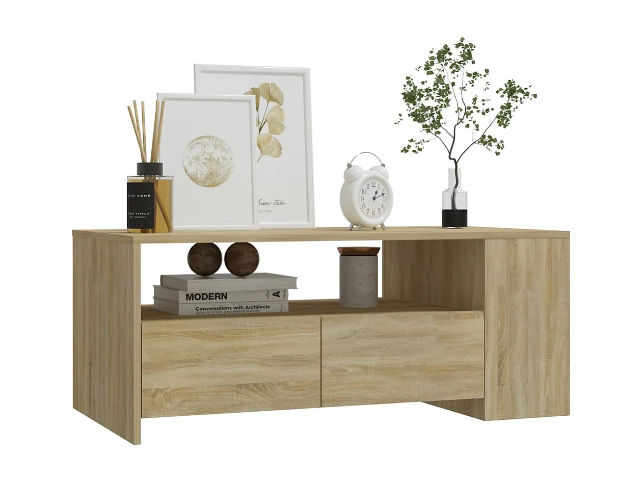 Mesa de centro | Mesa de apoio 102x55x42 cm madeira processada carvalho sonoma