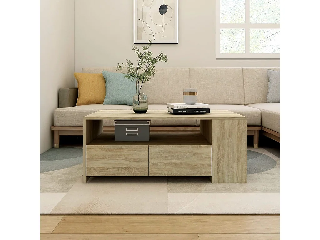 Couchtisch-Sofatisch-Beistelltische Sonoma-Eiche 102x55x42 cm Holzwerkstoff SHL74198