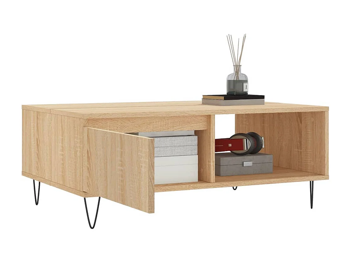 Table basse salon-Table d'appoint chêne sonoma 90x60x35 cm bois d'ingénierie SHL6815