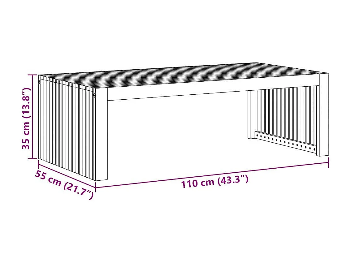 Couchtisch-Wohnzimmertisch-Beistelltische Braun 110x55x35 cm Akazie Massivholz SHL71755