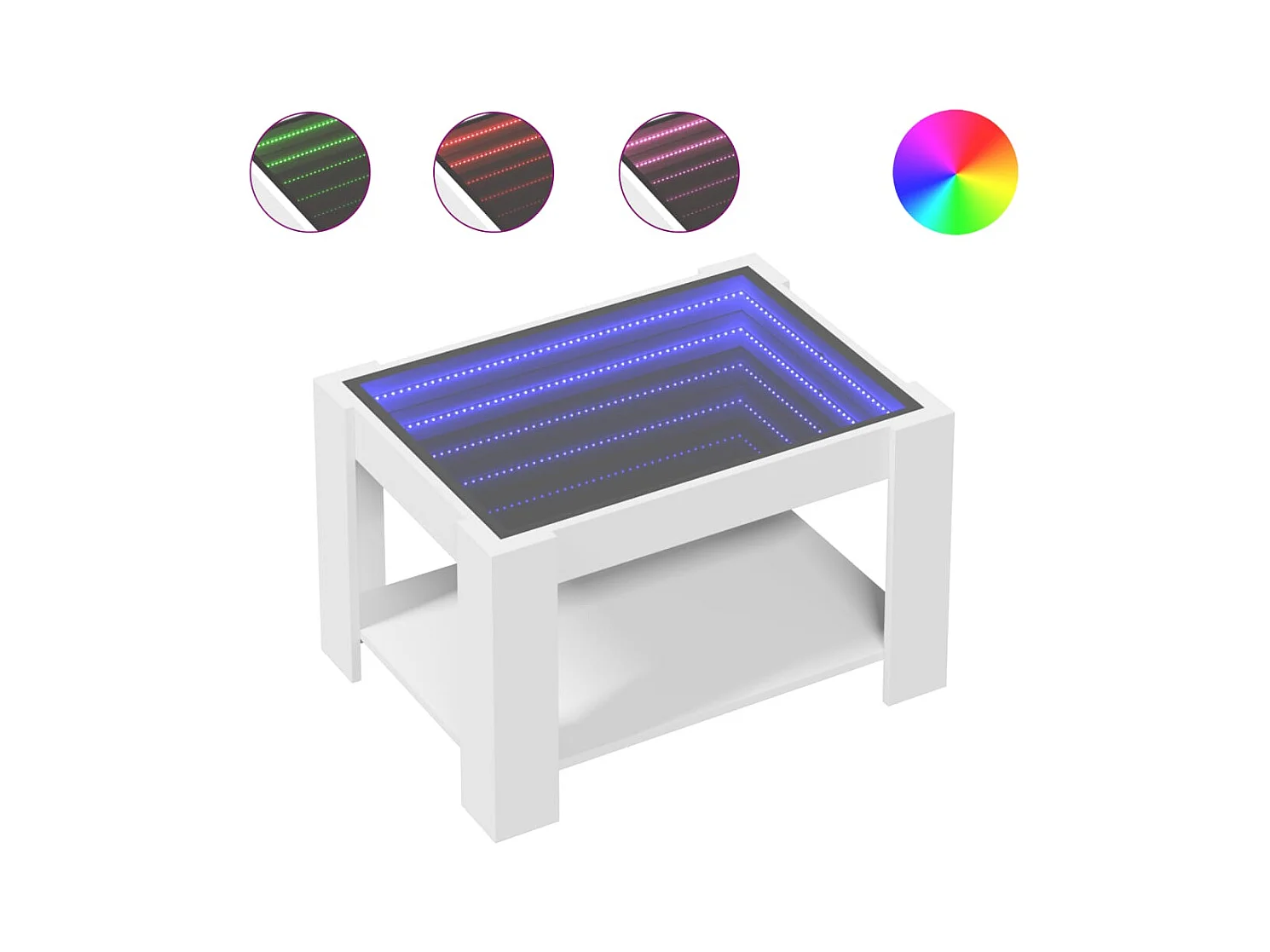 Table basse salon-Table d'appoint avec LED blanc 73x53x45 cm bois d'ingénierie SHL78231